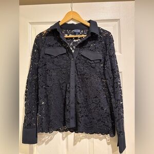 Lace Button-Up Shirt